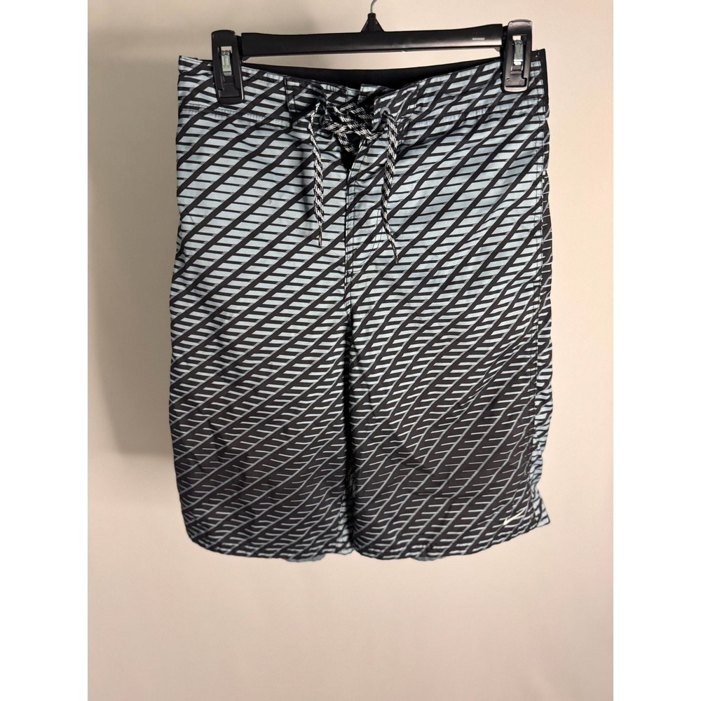 Nike - Swim Trunks Diagonal Stripe Lace Up - Black Blue - S - Mens